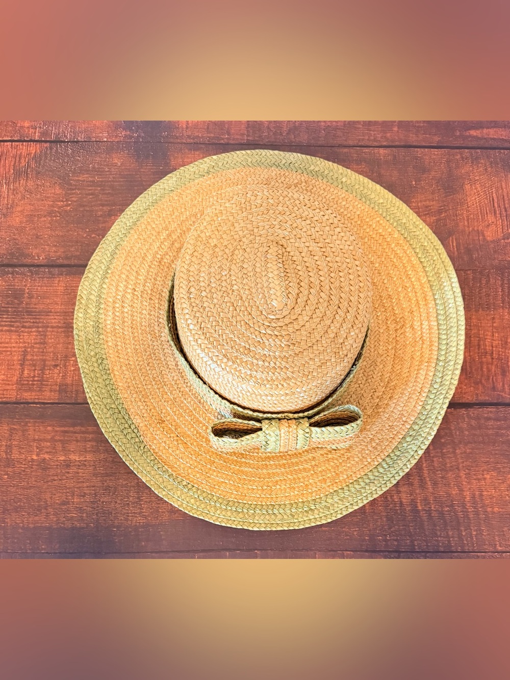 Vintage Two-Tone Woven Straw Boater Hat - Picture 3 of 7